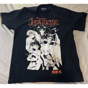 InuYasha Shirt Mens Large Black Anime Graphic Tee Cotton 2009 Rumiko Takahashi